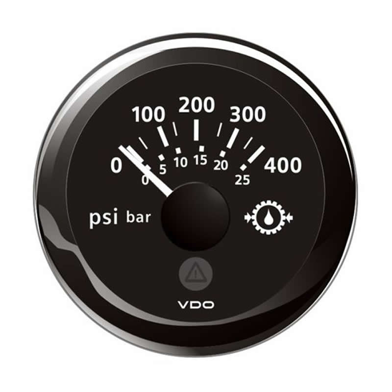 VDO ViewLine Gear Oil Pressure 400PSI Black 52mm